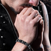 Carica l&#39;immagine nel visualizzatore di Gallery, COOLMAN - Bracciale da uomo, Braccialetto in acciaio Argento + Nero - Ilgrandebazar