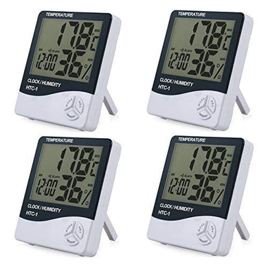 ESYNiC 4PZ 3 in 1 Igrometro Termometro Digitale con Display LCD 4pz Nero - Ilgrandebazar