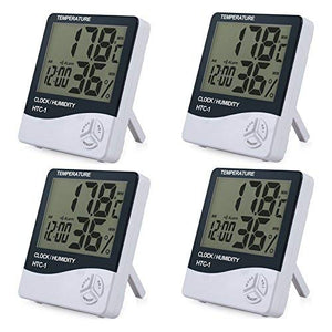 ESYNiC 4PZ 3 in 1 Igrometro Termometro Digitale con Display LCD 4pz Nero - Ilgrandebazar