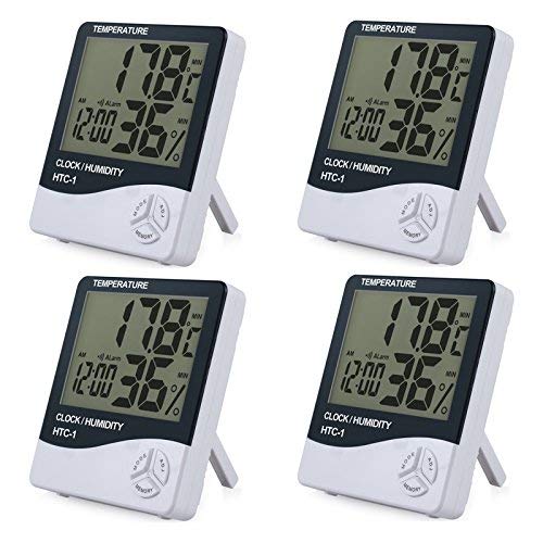 ESYNiC 4PZ 3 in 1 Igrometro Termometro Digitale con Display LCD 4pz Nero - Ilgrandebazar