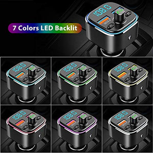 Nulaxy Trasmettitore FM Bluetooth V5.0-7 LED Controluce Wireless Nero