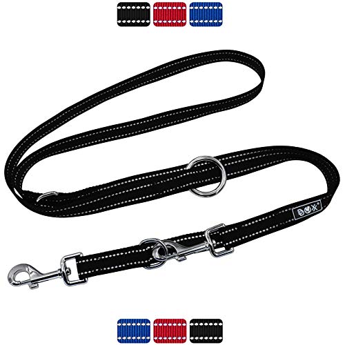 DDOXX Guinzaglio per Cani Nylon Riflettente, S - 1,5 x 200 cm, Nero