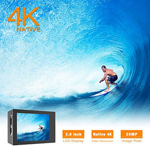 Campark V20 - Fotocamera sportiva autentica 4K Ultra HD 20 MP, WiFi,...