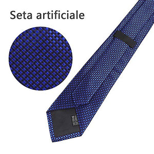 Rovtop Cravatta Uomo, 4 Stili, con 1 Fazzoletto, 2 Piccoli Quadrati Blu - Ilgrandebazar