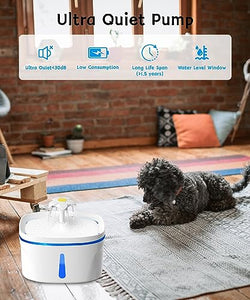 Fontana per Gatti,Fontanella per Gatti da Interno Ultra Silenziosa da 2,5 Litri con Luce LED Filtro a Carbone Attivo Ciotola per Acqua per Fontana per Gatti per Più Animali Domestici