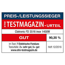Carica l&#39;immagine nel visualizzatore di Gallery, Clatronic 261704 Fonduta con 8 forchettine, Acciaio Inossidabile, Argento, XL - Ilgrandebazar