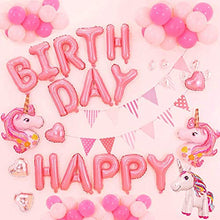 Carica l'immagine nel visualizzatore di Gallery, AYUQI Unicorno Palloncini Compleanno Decorazioni, Set di Banner Rosa Rossa