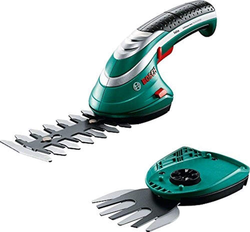 Bosch 600833102 Tosaerba e Sfoltirami a Batteria Isio Set, 3.6 Volt, Lunghezza Lama Arbusti/Erba 12 cm/8 cm, in Cartone, Nero/Verde
