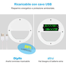 Carica l'immagine nel visualizzatore di Gallery, Diyife Selfie Ring Light, [Ultima Versione] Ricaricabile Luce Dell'Anello... - Ilgrandebazar