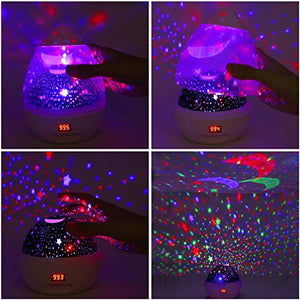 Lampada Proiettore Stelle con Timer, Luce Notturna per Bambini 4 Bianco