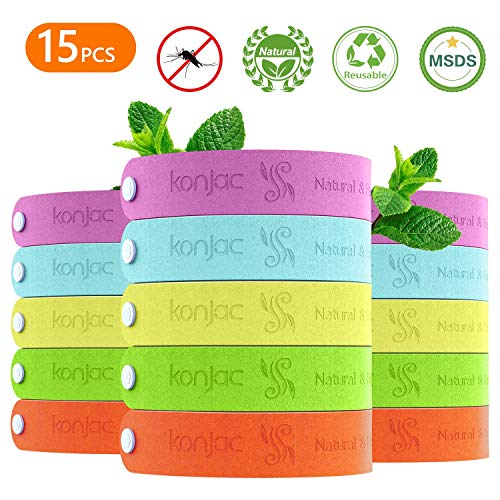konjac Braccialetto Antizanzare, Set di Bracciale senza Adesivi Antizanzare