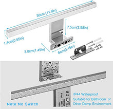 Carica l'immagine nel visualizzatore di Gallery, Azhien Lampada da Specchio a LED per Bagno 5W 30cm 400LM, Bianco Neutra 4000K Lampada Armadio Applique da Parete IP44 Lampada Specchio Bagno 230V 300x14x14mm