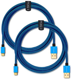 2x 4m cavo di ricarica in 4 metri, 2 x Cavo da USB a Micro USB, nero-blu