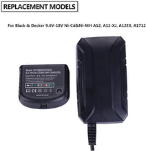 Carica l'immagine nel visualizzatore di Gallery, Caricabatteria per Black &amp; Decker Trapano 9.6 V 12 V 14.4 V 18 V Ni-MH/Ni-Cd HPB18-OPE HPB18 HPB14 HPB12 HPB96 Batteries