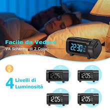 Carica l&#39;immagine nel visualizzatore di Gallery, Liorque Sveglia con Proiettore Digitale da Comodino FM Radiosveglia...