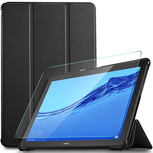 IVSO Custodia Cover per Huawei Mediapad T5 10, Slim Smart Nero + 1 Pack