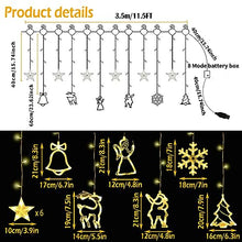 Carica l'immagine nel visualizzatore di Gallery, YeahBoom 138 LED Luci di Natale Esterno Interno,3.5M Stringa di Luci Impermeabili,8 Modalità Stringa,Bianca Caldo Natale Luci Stringa,Catena Luminosa Decorazione per Natale,Finestra e Matrimonio
