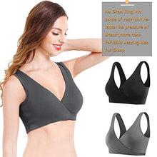 Carica l'immagine nel visualizzatore di Gallery, ZUXNZUX Reggiseno Allattamento Donna Cotone Senza Ferretto XL, Grigio+nero