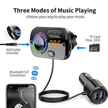 Carica l&#39;immagine nel visualizzatore di Gallery, FM Trasmettitore Bluetooth 5.0 per Auto con Due Porta USB (QC 3.0 e Nero