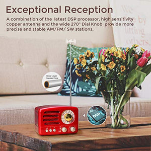 PRUNUS Radio a transistor ricaricabile Bluetooth in stile Classico Retro...