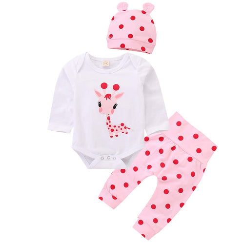 puseky Pagliaccetto Giraffa Cartoon Manica Lunga Neonato + Polka DOT...