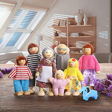 Carica l&#39;immagine nel visualizzatore di Gallery, Playtee Felice Famiglia di Bambole Legno Set 7 Pupazzi Flessibili - Ilgrandebazar