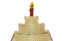 Carica l&#39;immagine nel visualizzatore di Gallery, Biglietto auguri 3d, invito per feste pop up con torta tridimensionale a comparsa, perfetto come buono regalo o portasoldi, carta auguri compleanno o anniversario con busta inclusa