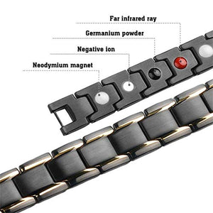 Magnetico bracciale per uomo, oro nero titanio acciaio terapia magnetica... - Ilgrandebazar