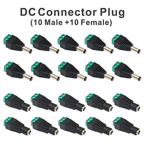 Connettore DC, Faittoo 10 Maschio + 10 Femmina 5.5mm x 2.1mm 12V Barrel...