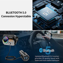 Carica l&#39;immagine nel visualizzatore di Gallery, FM Trasmettitore Bluetooth 5.0 per Auto con Due Porta USB (QC 3.0 e Nero