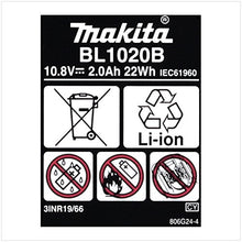 Carica l'immagine nel visualizzatore di Gallery, Makita, BL1020B, batteria scorrevole LI-ION 10.8V 2.0Ah / 197394-3, 0 W,... - Ilgrandebazar