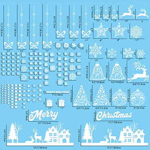 Vetrofanie Natalizie per Finestre, 192 Adesivi Natalizi Finestre Adesivi Natale Fiocchi di Neve Vetrofanie Natale Removibili Alci Babbo Natale Decorazioni Casa