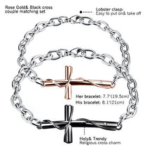 Carica l&#39;immagine nel visualizzatore di Gallery, Cupimatch Coppia Lovers Braccialetto Bracciale Acciaio Inox Croce Nero Oro(1... - Ilgrandebazar
