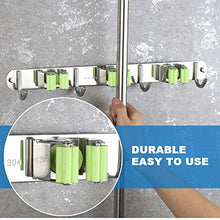 Carica l&#39;immagine nel visualizzatore di Gallery, Hugool Supporto da Parete per mocio e Scopa in Acciaio Inox, Organizer per... - Ilgrandebazar