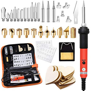 45 Pezzi Kit Pirografia Legno,Preciva 60W Portatile Arancione - Ilgrandebazar