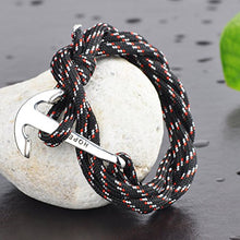 Carica l&#39;immagine nel visualizzatore di Gallery, Unendlich U Hope, braccialetto intrecciato in corda di nylon, nero - Ilgrandebazar