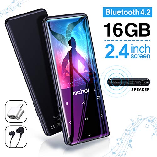 Lettore MP3 MYMAHDI con Bluetooth 4.2, pulsanti touch screen da 2,4 pollici,...