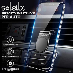 soleilx Supporto Auto Smartphone Magnetico Universale Porta Cellulare Nero