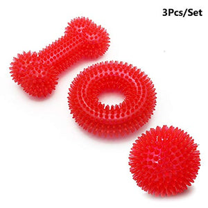 PET SPPTIES Squeak per aggressivi Chewers Giocattolo da Denti 3PCS Red