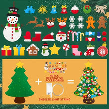 Carica l'immagine nel visualizzatore di Gallery, AOUVT Albero di Natale in Feltro per Bambini, Decorazione per Albero di Natale in Feltro Fai da te, Albero di Natale in Feltro con 40 Addobbi Rimovibili e 30 luci LED, Regali di Natale per Bambini