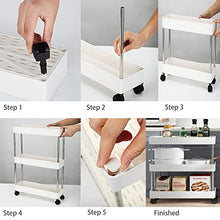 Carica l'immagine nel visualizzatore di Gallery, DoDuo Carrello portaoggetti per scaffalature su ruote, carrello portaoggetti a 3 ripiani, carrello scorrevole e scorrevole, carrello portaoggetti mobile