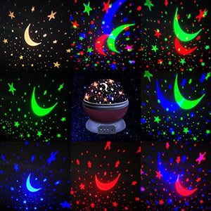 Moredig - Lampada Proiettore Stelle Bambini, Luce Notturna Bambini con 8 Rosa