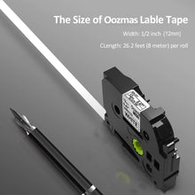Carica l&#39;immagine nel visualizzatore di Gallery, Nastri Oozmas Compatibile In sostituzione di Brother 12mm, Nero sur Bianco - Ilgrandebazar