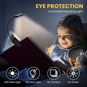 TEAMPD Luce da Lettura, USB Ricaricabile Lampada da Lettura, 10 LEDs 3 Modalità 100-10% Luminosità Regolabile Luce per Lettura Libri a Letto con Clip, Luce Lettura per Libro,Portatili,Viaggio,Bambini