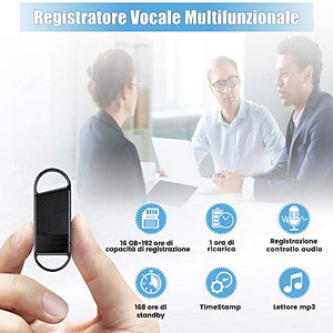 Registratore Vocale Spia, Mini da 16GB con Attivazione...