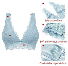 Carica l'immagine nel visualizzatore di Gallery, YIANNA Donna Floreale Pizzo Reggiseno S, Leggero Blu (Non Imbottito) - Ilgrandebazar