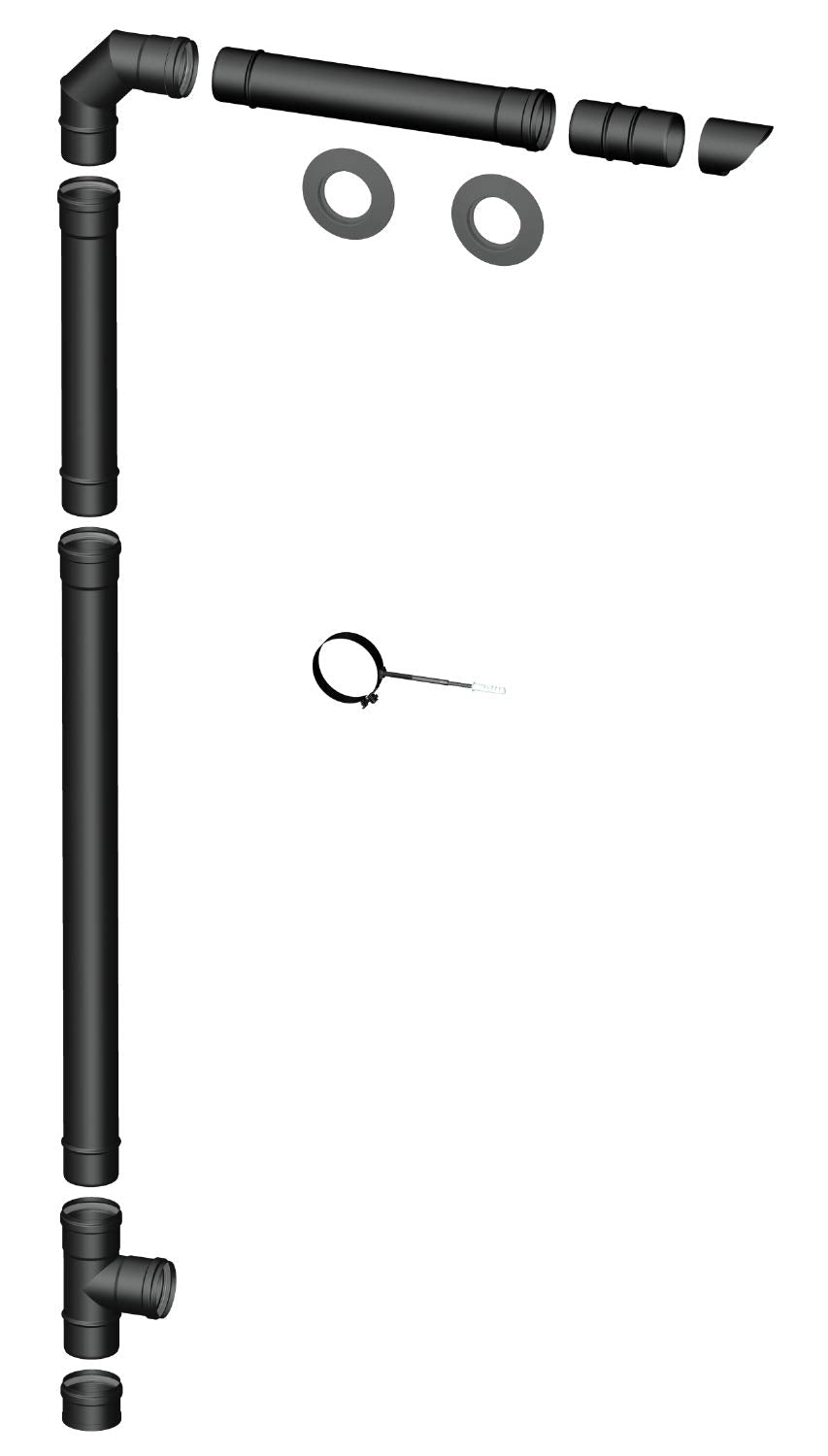 Canna Fumaria - Kit tubi PLUS per stufa a pellet Ø 80. Canale da Nero Opaco - Ilgrandebazar