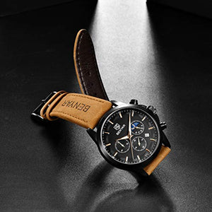 BENYAR Moda Uomo Cronografo al quarzo Orologi in acciaio Marrone Nero-b - Ilgrandebazar