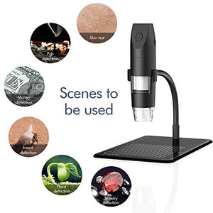 SKYBASIC Microscopio Digitale WiFi, Tascabile Fotocamera USB Nero