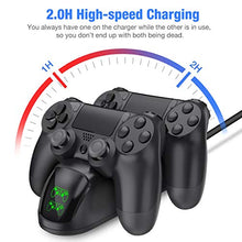 Carica l&#39;immagine nel visualizzatore di Gallery, BEBONCOOL PS4 Controller Charger con LED Cavo USB Doppia Stazione di...
